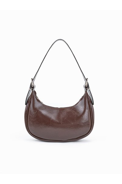 Morlex Women's Bitter Brown Soft Wrinkled Leather Shoulder Bag