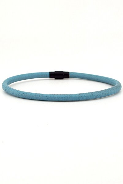 Solfera Blue 4mm Thin Genuine Tumbled Leather Black Metal Magnetic Clip Men's...