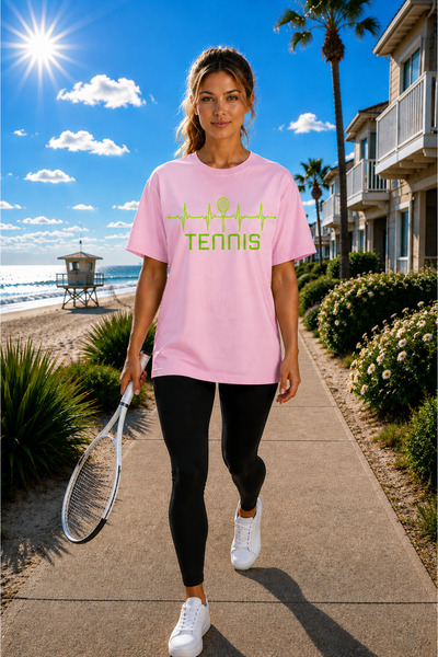 VODEXA Unisex Oversize Tennis Printed T-Shirt 100% Cotton Tennis Themed Comfo...