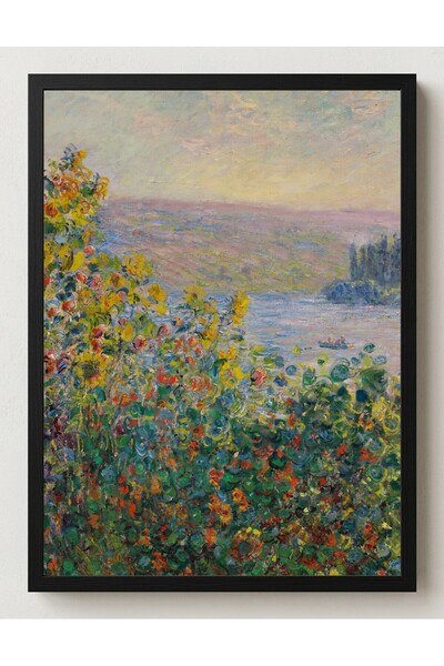 CraftedByPi Monet Vétheuil'de Çiçek Tarhları Çerçevesiz Poster 30x42 cm A3 Ta...