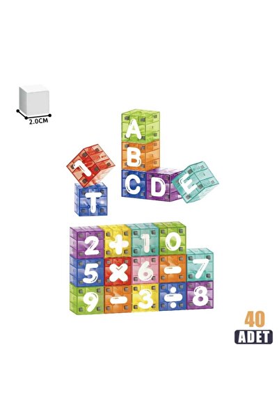 Vardem Kutulu 40 Parca 2 cm Alfabe ve Rakamlı Mini Manyetik Bloklar