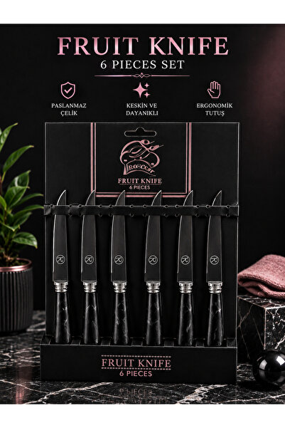 Generic Brand 6-Piece Fruit Knife Set Black |   Stainless Steel Sharp Kitchen...