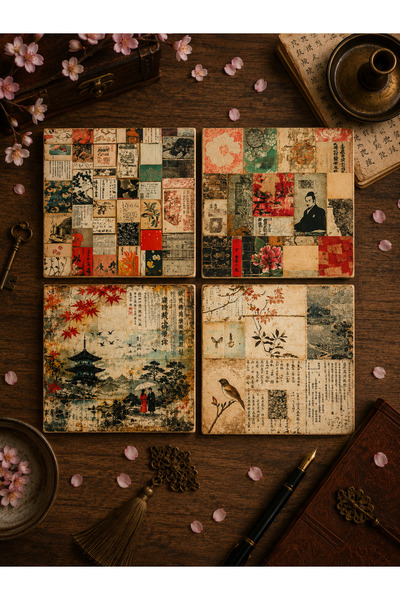 SaHi Craft Vintage Japon Kolajları Temalı Scrapbook Kağıtları 15*15 cm 6Adet ...