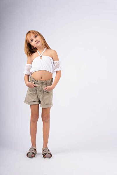 Evita Σορτς τζιν κορίτσι "Ebt girl" χακί