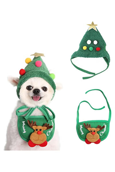 TAPIT Pet Christmas Costumes, Reindeer-Themed, Hat, Drool Bib, and Apron; Fal...