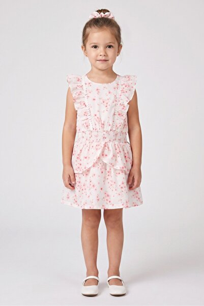NANETTE LEPORE Toddlers Girl 2 Pcs Floral Print Dress With Scrunchies, Multic...