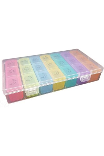 STARSTAR A 3-compartment pill dispenser that holds a 7-day supply of medicati...