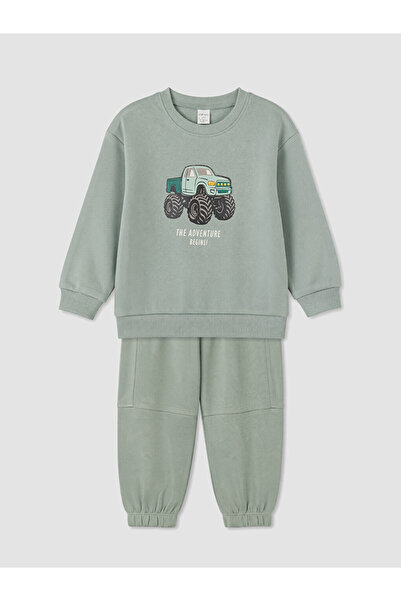 LC Waikiki Lcw Baby Green Baby Boy Printed Tracksuit Set