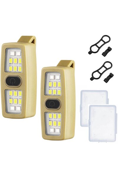 STARSTAR Clip-on headlamp, running light, mini 2-piece set, yellow, USB-C, 7 ...
