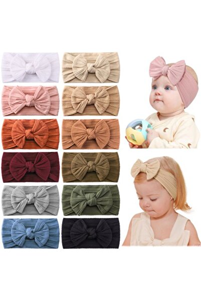 STARSTAR 12-Pack Baby Girl Headbands (0-3 Years Old) - Wide, Soft Bow Headban...