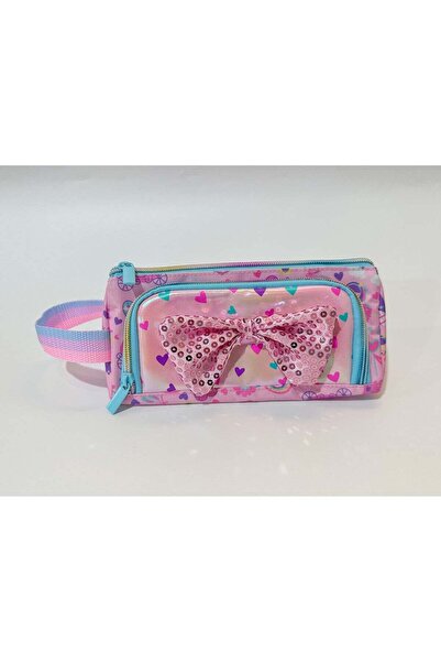 Five Dream House Sequin Bow 3D Laser Pencil Case 420D+PU Double Layer Large C...