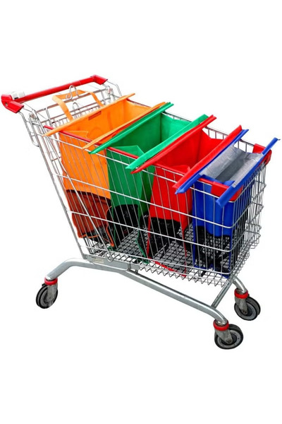 TAPIT Trolley Bags for Shopping Cart-Set of 4 Shopping cart Bags for Grocerie...