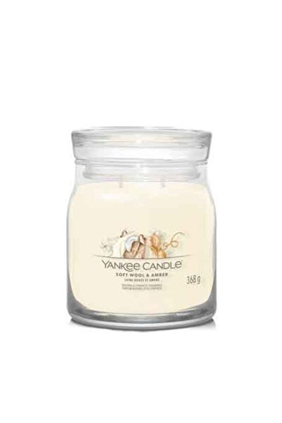 Yankee Candle Мека вълна и кехлибар, Авторска свещ, Среден размер, 368 г