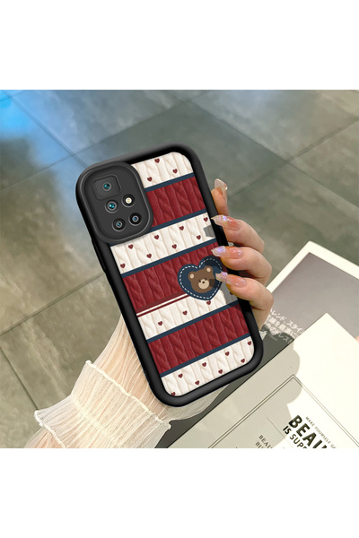 CHICASELUX Redmi 10 4g Compatible Cute Bear Protective Case, Mix of Plaid and...