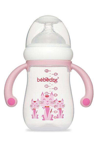 Bebedor Wide Mouth&Handle Pp Baby Bottle 240 ml - Pink