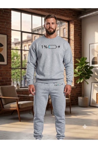 WOODROFFE Unisex Pil Bitti Printed Crew Neck Tracksuit Set Oversize (Lover Co...