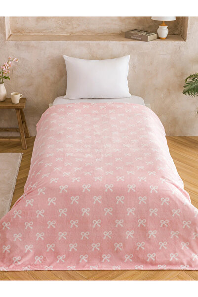 LC Waikiki Bow Printed Plush Single Blanket W6Ah95Z8