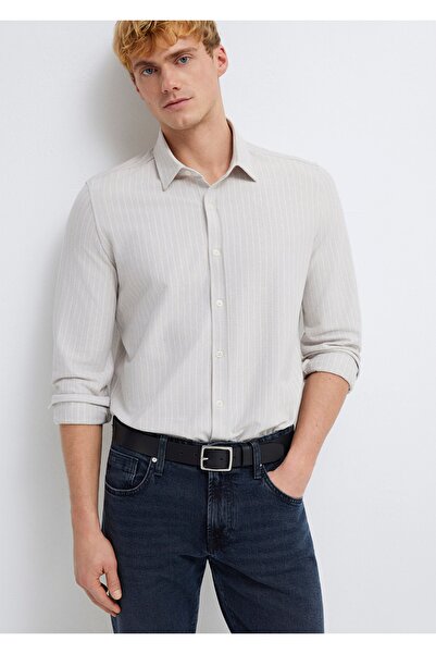 Mavi Slim Fit 75 Cotton 25 Polyester Striped Shirt