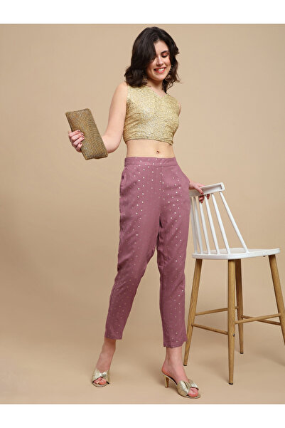 De Moza By Styli Pink Ditsy Print Woven Viscose Pants