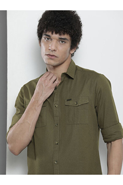 The Indian Garage Co By Styli Men Regular Fit Solid Cutaway Collar Casual Shirt