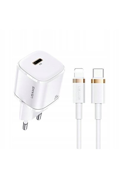 NO BRAND USAMS 1xUSB-C mini încărcător de 20W + Cablu USB-C la Lightning PD 3.0