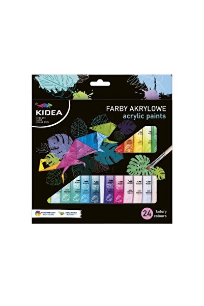 Kidea Set 24 acuarele pentru pictura, vopsele acrilice 12 ml, FAA24KA,