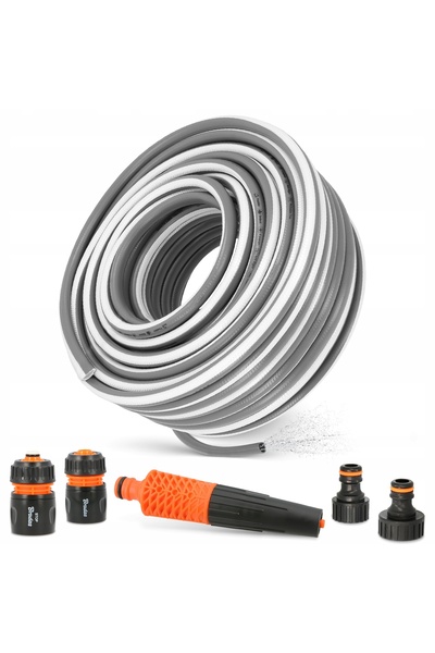 Bradas Furtun de grădină retractabil 1/2 țoli, 50m, pentru udare, SHLAUF, 5 s...
