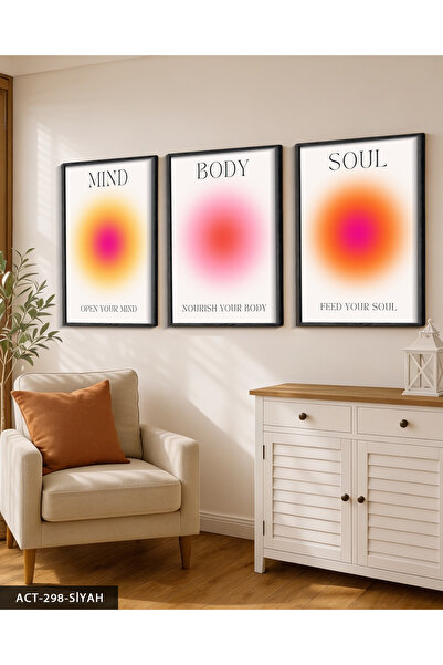 Evinemoda Aura Themed 3 Piece Wooden Framed Painting Act