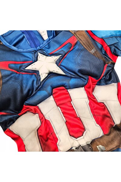 NO BRAND Costum Captain America cu mușchi, mărimea M (122/128), costum de car...