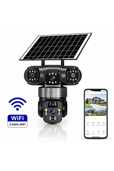 NO BRAND Cameră solară WiFi exterioară cu trei lentile HD 3x3MP rotativă