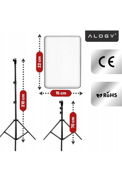 ALOGY Panou LED cu stativ, stativ mare pentru inel luminos selfie, pentru fot...