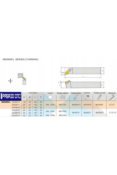 NO BRAND Cuțit de strung MDQNL 1616 H11 stânga pentru DNMG11