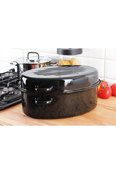 NO BRAND Vas de copt emailat de 10L cu capac pentru cuptor Silesia 38 cm