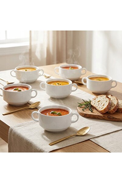 Vilde 6x Boluri pentru supă/gulash, în formă de ureche, cu mânere, 290ml