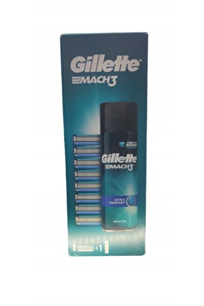Gillette Rezerve de lame Mach3 8 bucăți + Gel de ras 200 ml