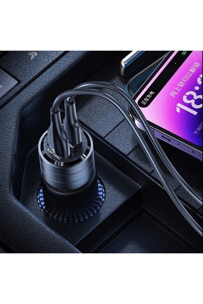 Usams Încărcător auto C36 USB+USB-C 95W Încărcare rapidă negru