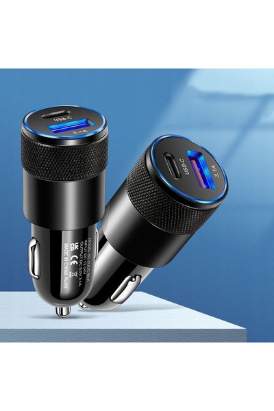 ALOGY Încărcător auto USB-C 3.1A + Cablu + Husă