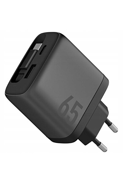NO BRAND Energea Ampcharge GaN 65 Încărcător de perete USB-C + Cablu retracta...
