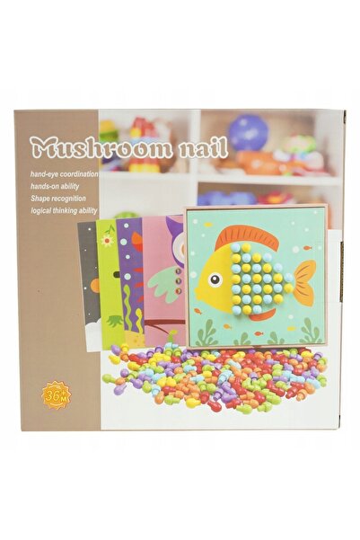 NO BRAND Puzzle din lemn cu mozaic – ciuperci, set 6 în 1