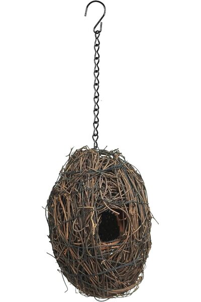 Egardenkart Handcrafted Hanging Wicker Bird Nest Shelter with Chain Hook