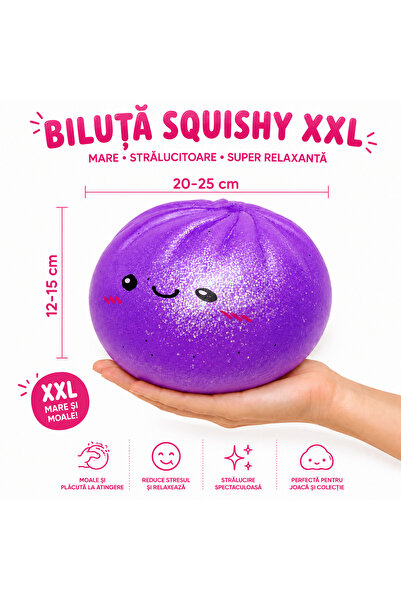 OEM Jumbo Kawaii Dumpling Squishy MOV cu Sclipici – 20-25 cm