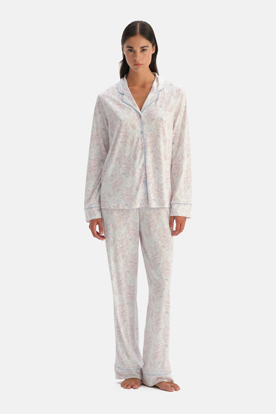 Dagi Multicolor Shawl Patterned Shirt Pants Set
