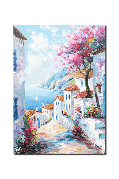 artnova Ръчно рисувана картина от Амалфи, Италия, Ъгълът на рая, 70x50 см, ма...