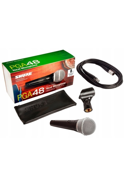 Shure Microfon dinamic vocal PGA48 XLR + Cablu + Suport