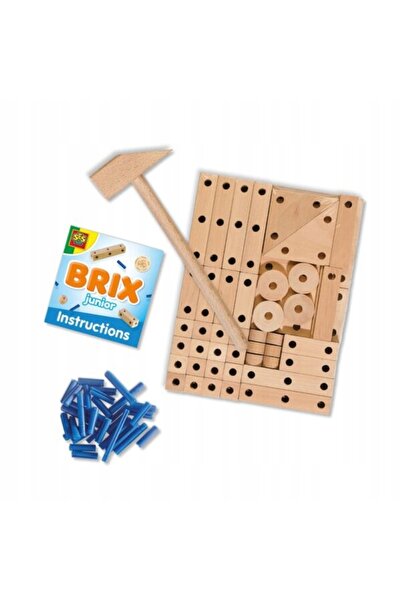SES Creative Construcții din lemn Brix junior 77 elemente conectori tip cioca...