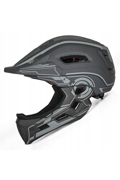 WOZINSKY Cască MTB integrală cu protecție maxilară, lumină LED și vizor reglabil