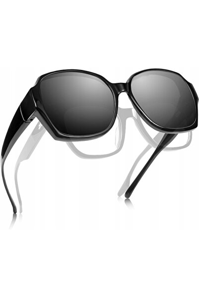 NO BRAND Ochelari de soare supradimensionați unisex rotunzi negri cu protecți...