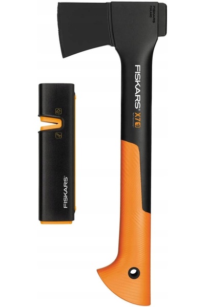 FiSKARS Seria X X7-XS – topor + ascuțitor, 35,5 cm, ușor și rezistent