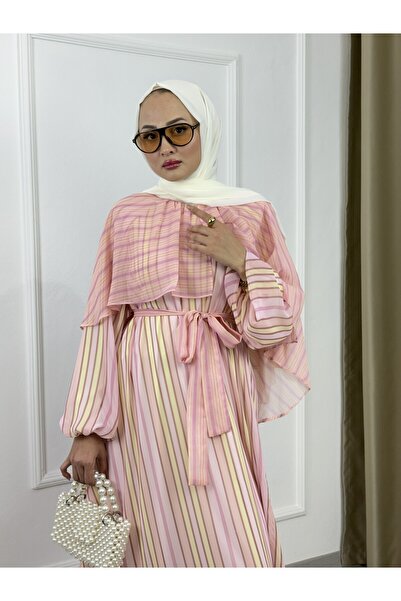 Sovel 26197 Patterned Belt Detailed Layered Hijab Dress – Elegant and Modern ...