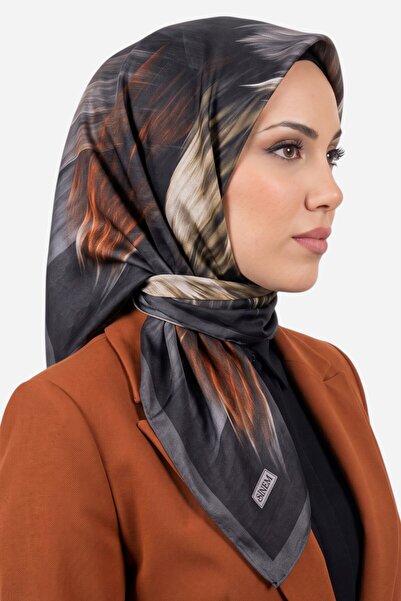 hadiora Women's Gray Brush Pattern Ready-To-Wear Cotton Muslin Hijab